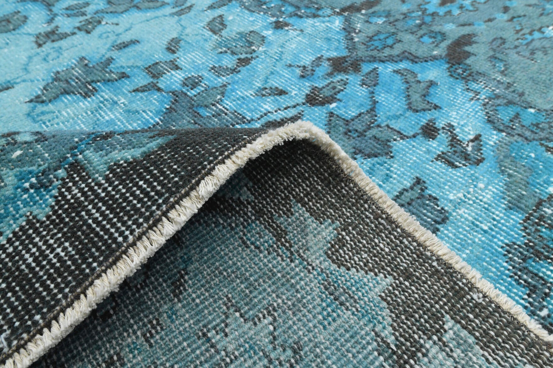 One-of-a-kind 1970s Anatolian overdyed vintage area rug in wool, 5'9" x 8'10"