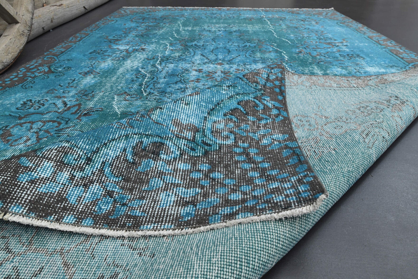 Sea Blue Vintage Oushak Rug