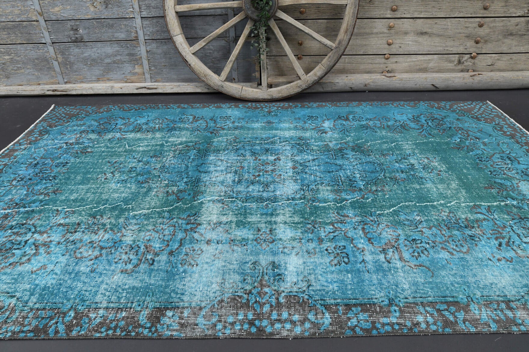 Sea Blue Vintage Oushak Rug