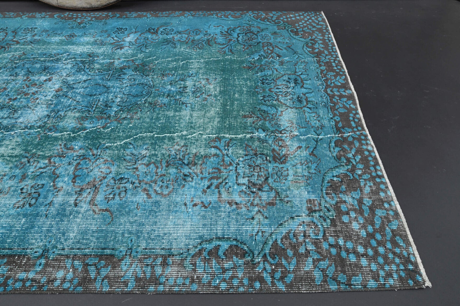 Sea Blue Vintage Oushak Rug