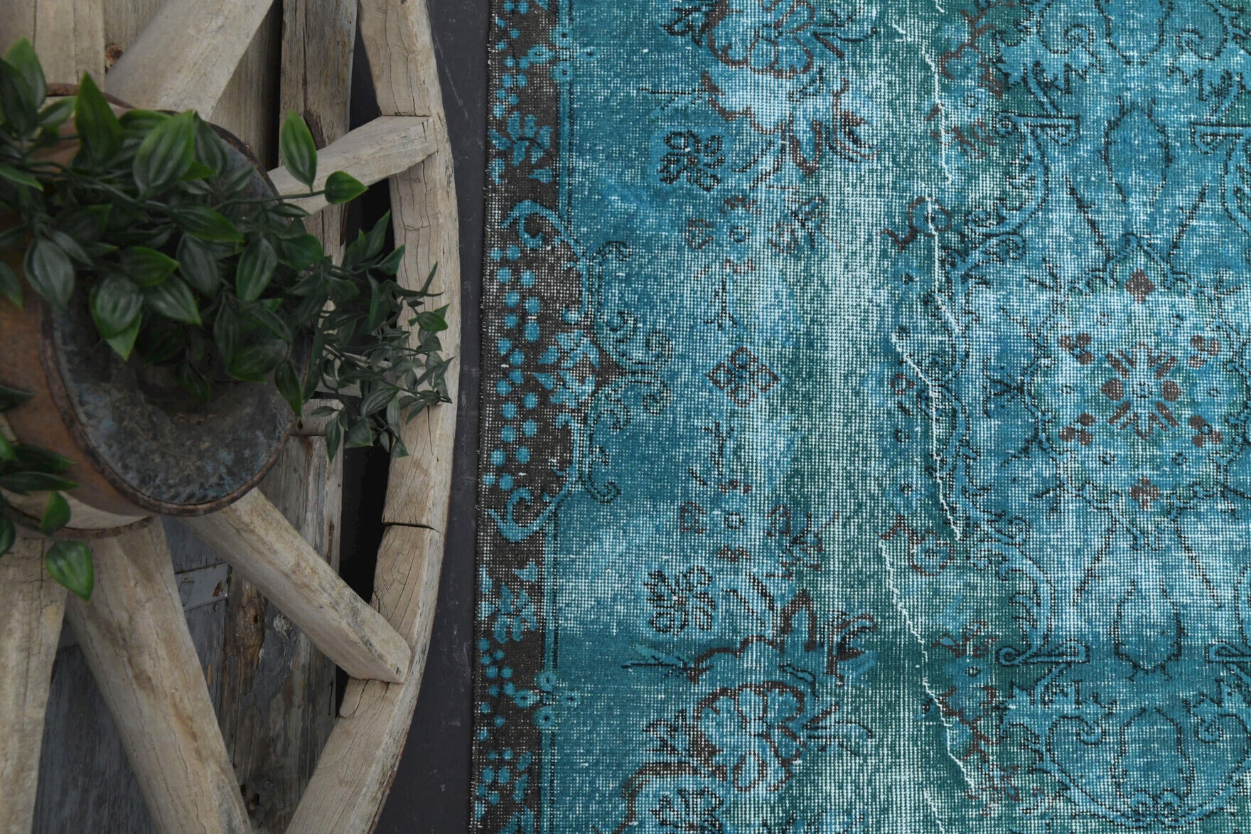 Sea Blue Vintage Oushak Rug