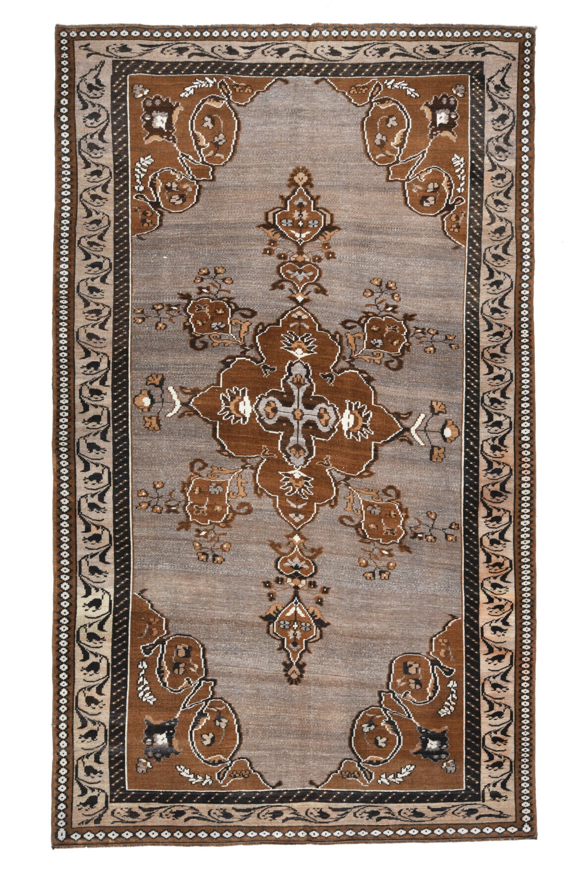 Brown Oushak Vintage Area Rug