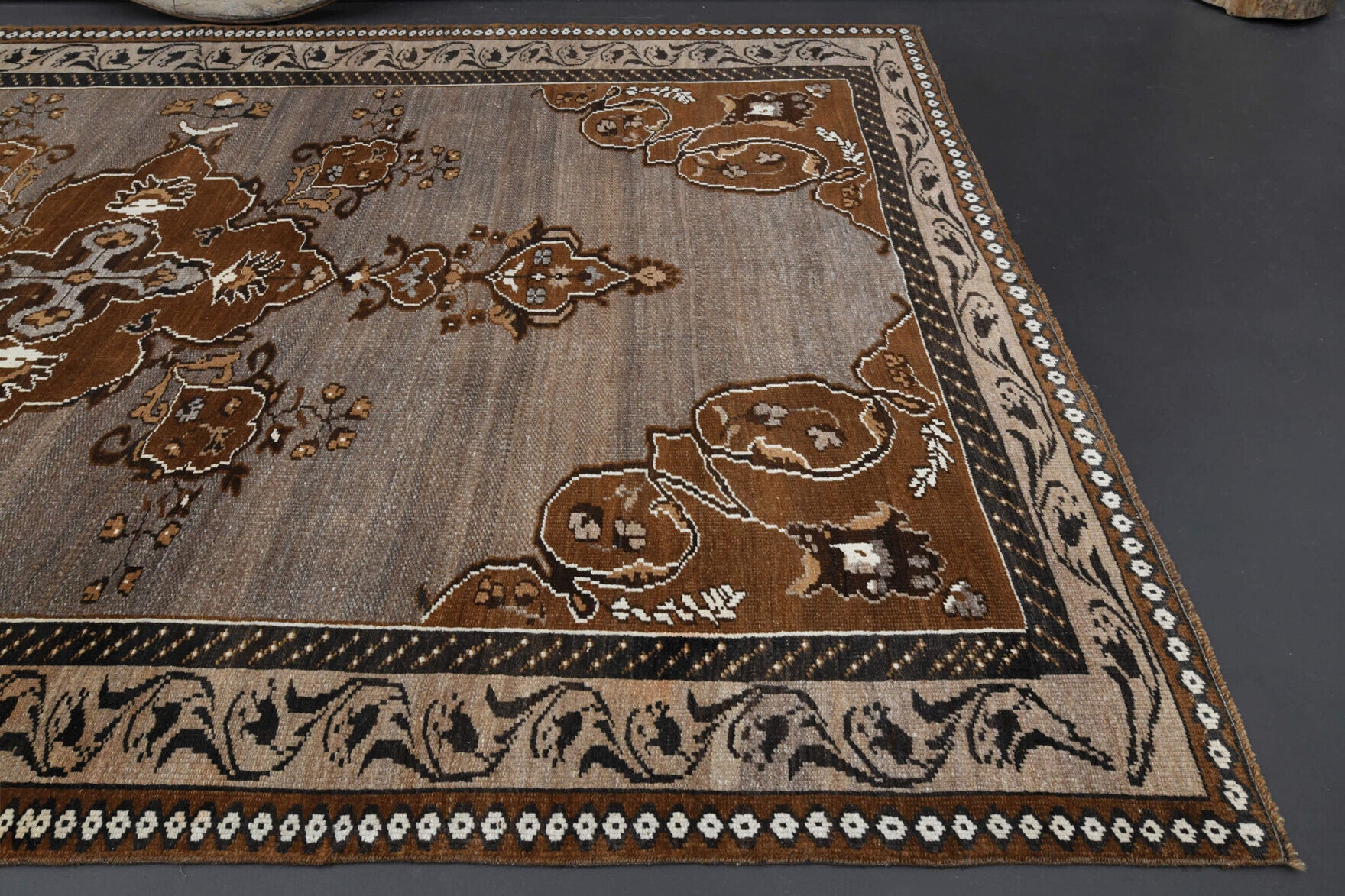 Brown Oushak Vintage Area Rug