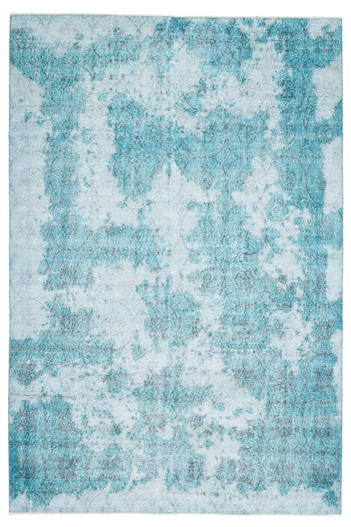 Distressed Blue Oushak Vintage Area Rug