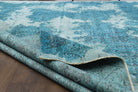 Distressed Blue Oushak Vintage Area Rug