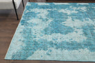 Distressed Blue Oushak Vintage Area Rug