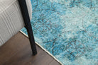 Distressed Blue Oushak Vintage Area Rug