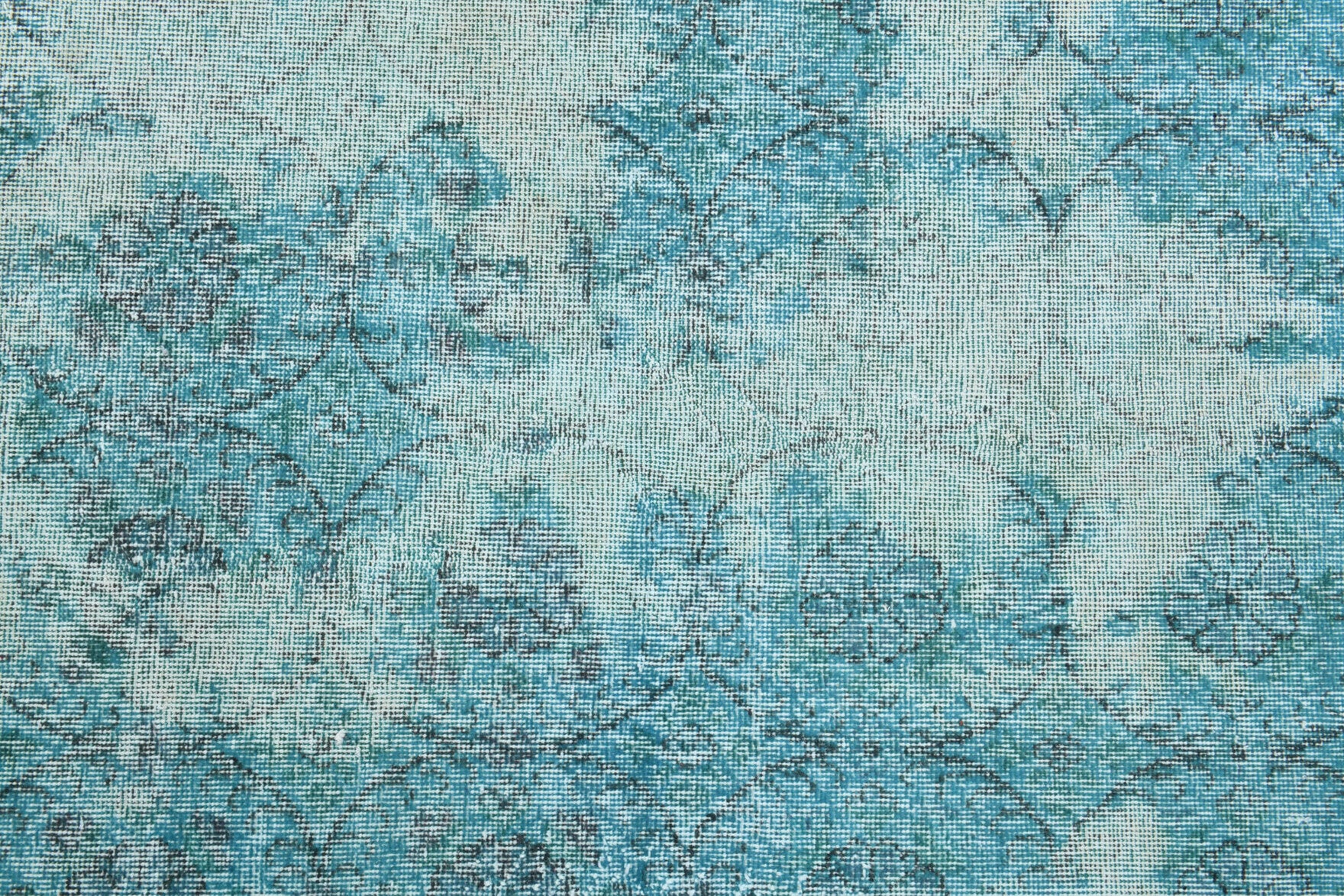 Distressed Blue Oushak Vintage Area Rug