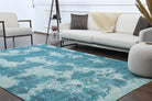Distressed Blue Oushak Vintage Area Rug