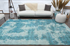 Distressed Blue Oushak Vintage Area Rug