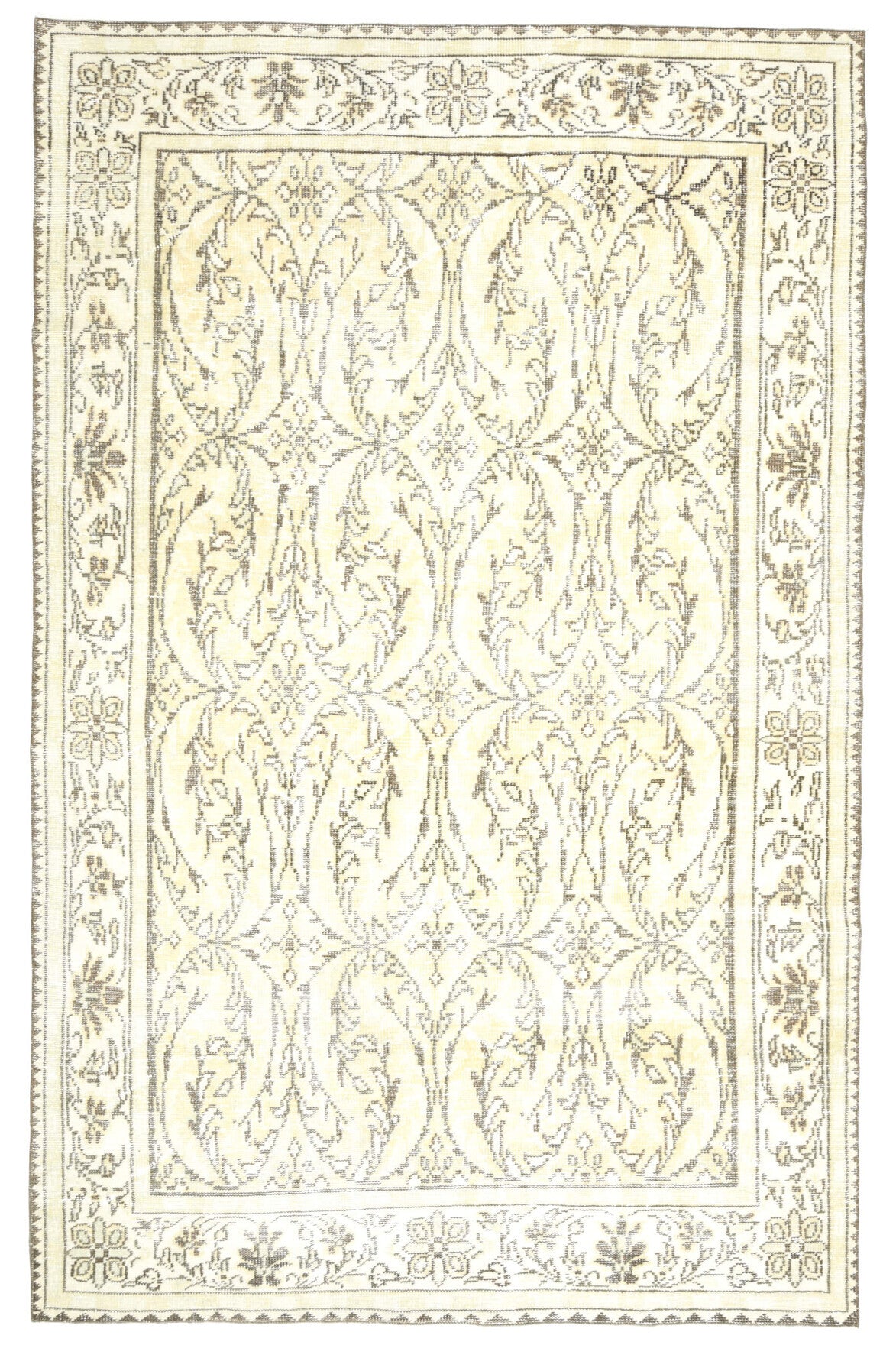 Handmade Cream Oushak Rug