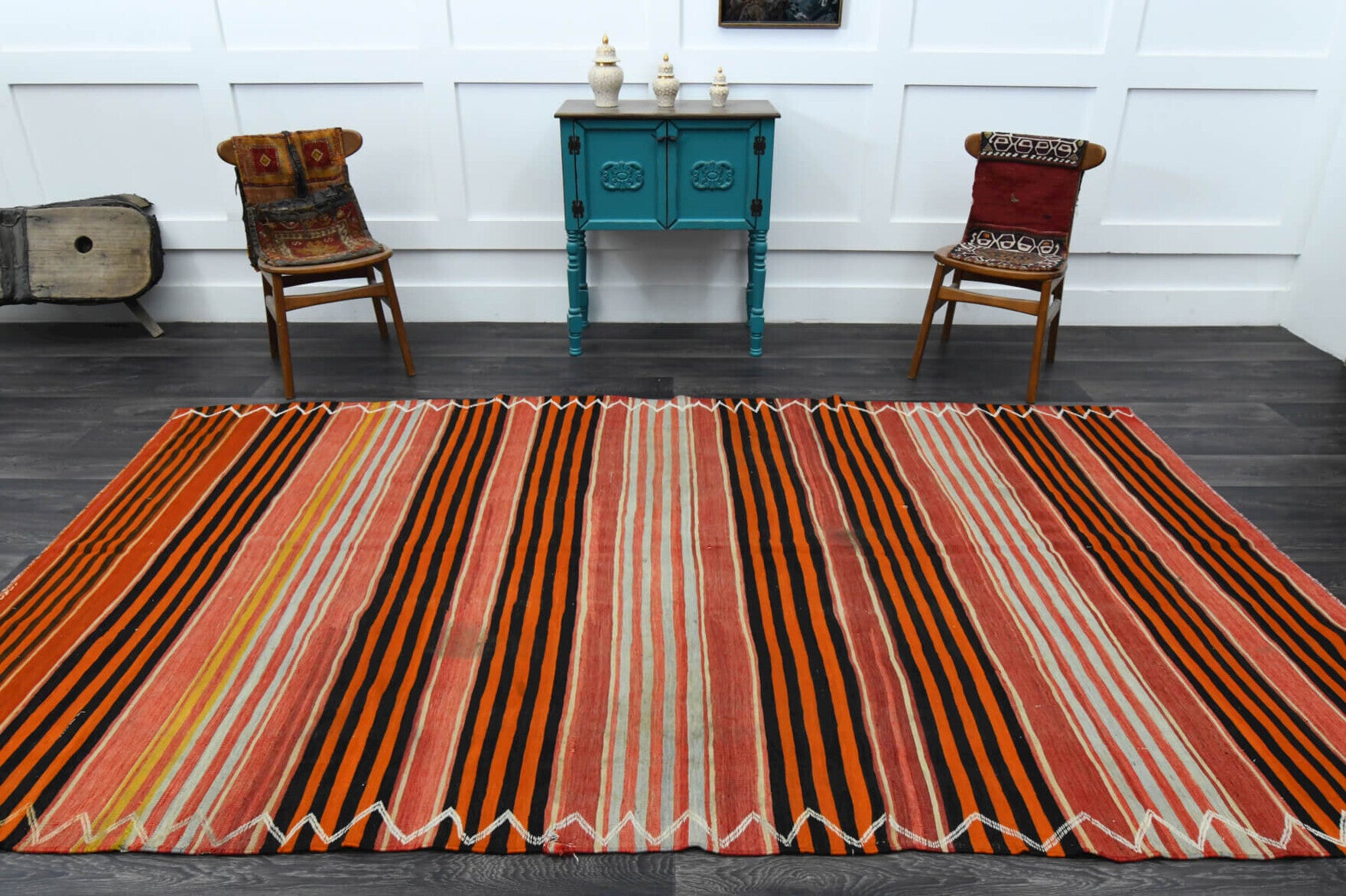 One-of-a-kind 1960s Anatolian vintage kilim rug in wool, 6'2" x 10'8"