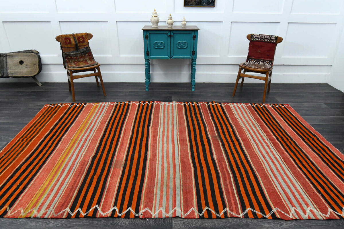 One-of-a-kind 1960s Anatolian vintage kilim rug in wool, 6'2" x 10'8"