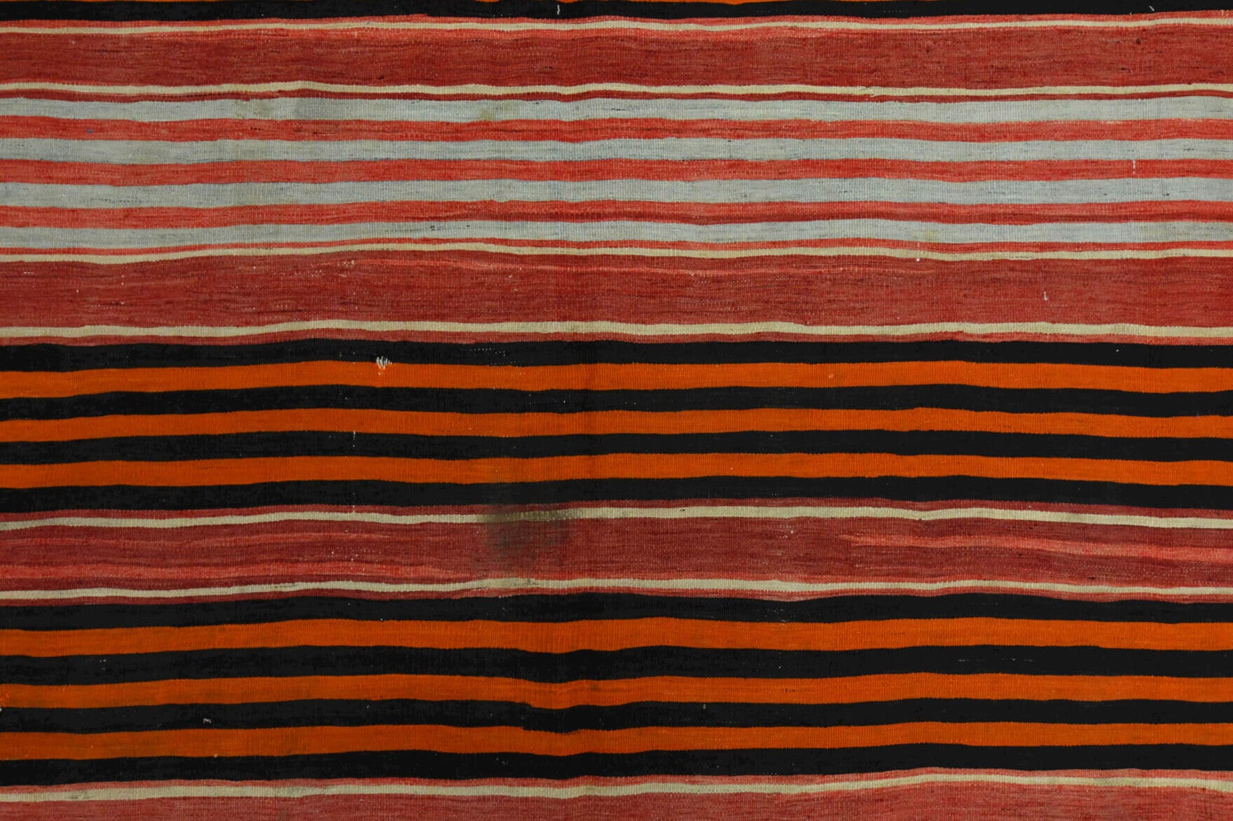 Authentic Anatolian vintage kilim rug (1960s) with striped design – one-of-a-kind at Fame Rugs