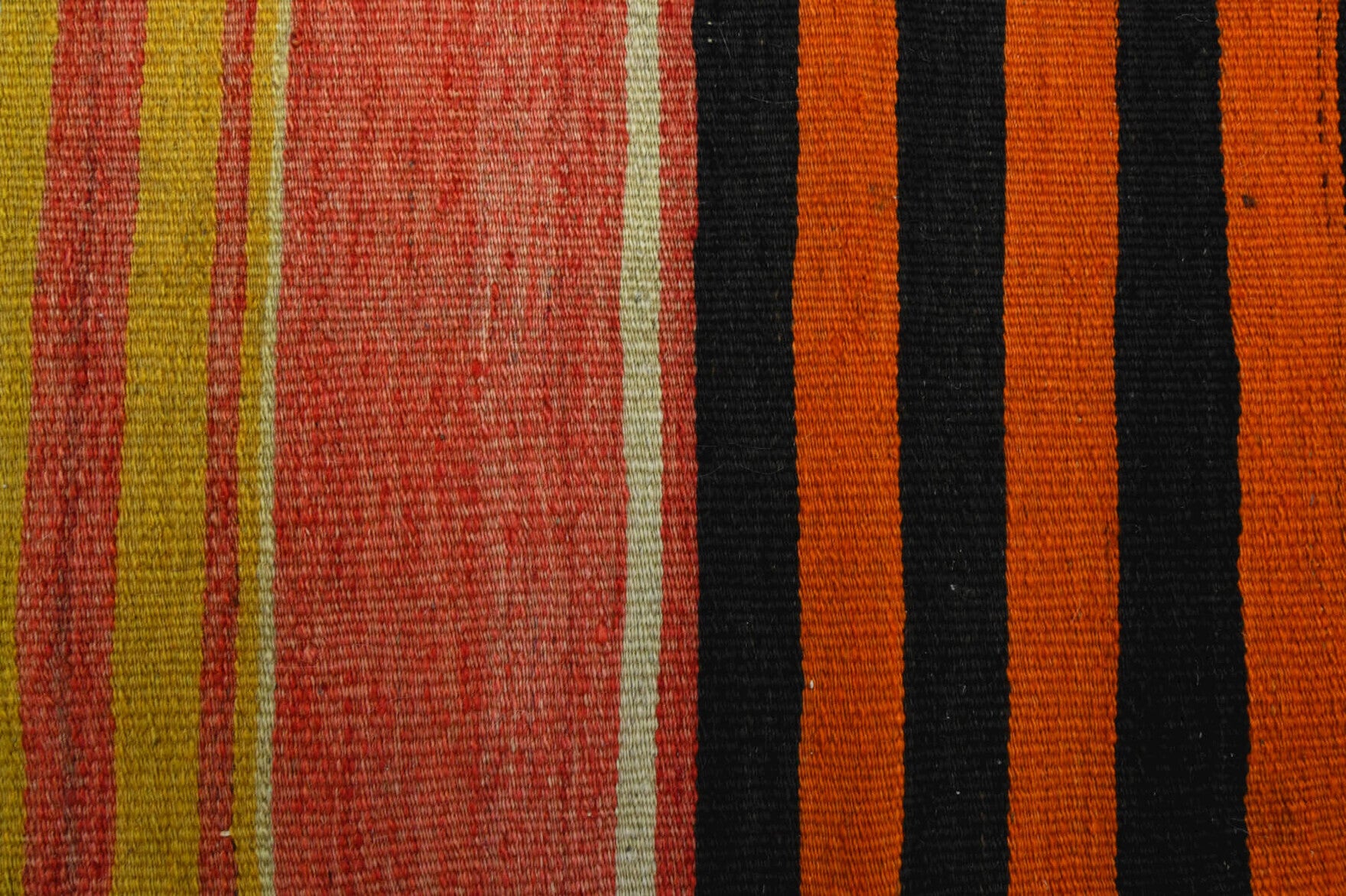 Handwoven flatweave wool kilim from Anatolia, Turkey – Handmade Striped Brown Kilim 6'2" x 10'8"