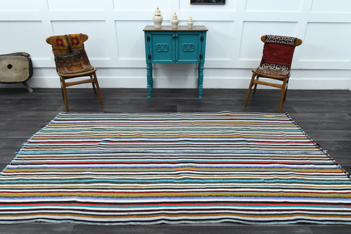 Rainbow Kilim Striped Rug