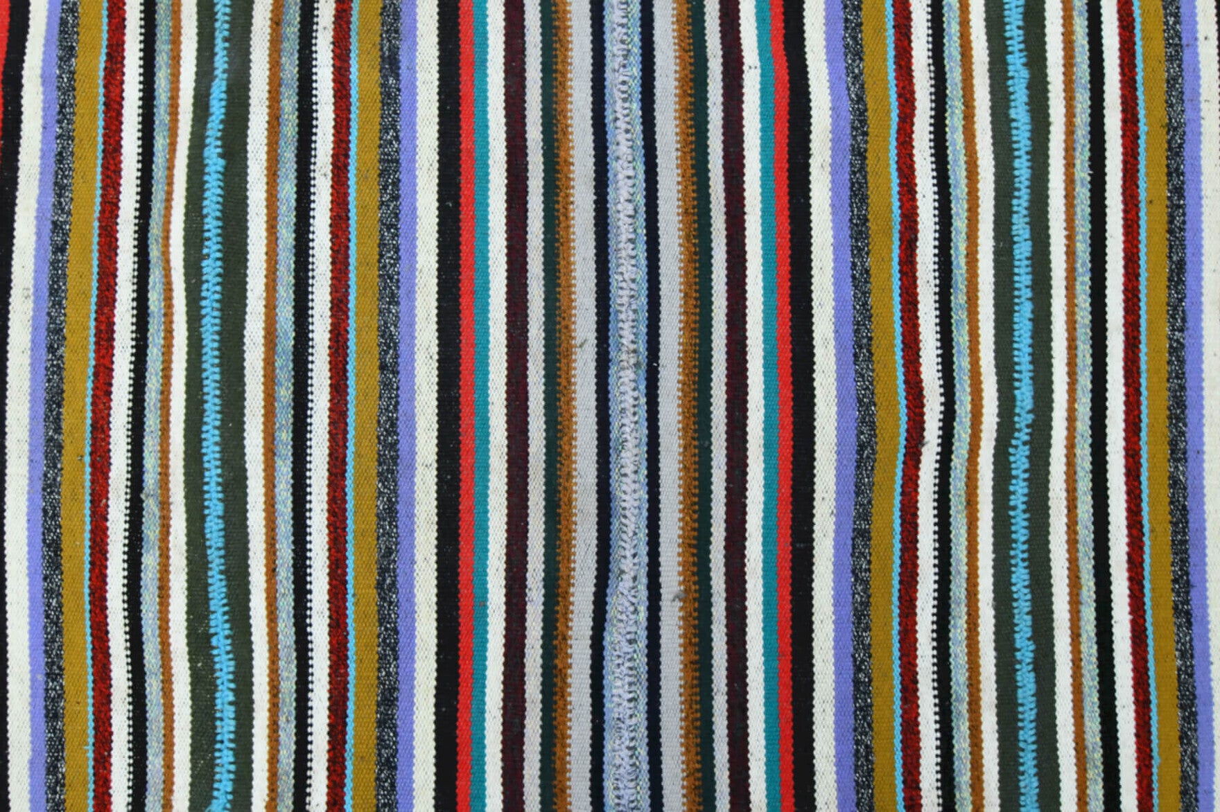 Authentic Anatolian vintage kilim rug (1960s) with striped design – one-of-a-kind at Fame Rugs