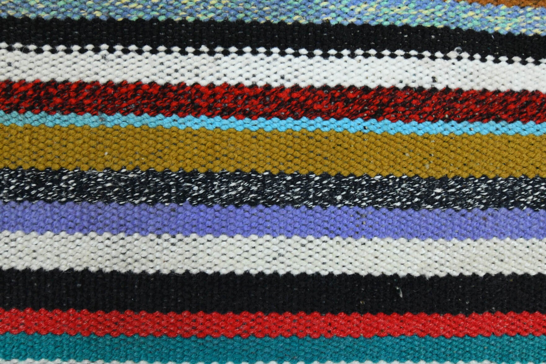 Handwoven flatweave wool kilim from Anatolia, Turkey – Rainbow Kilim Striped Rug 5'1" x 9'4"