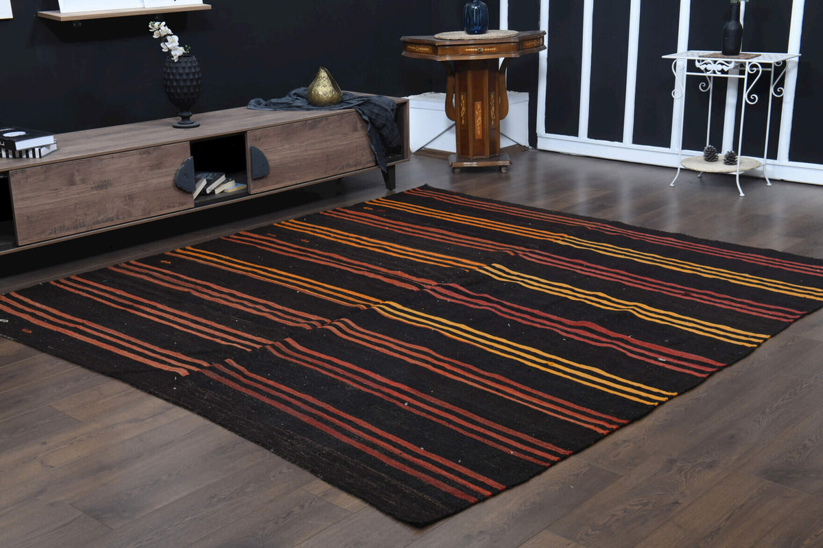 Handmade Striped Kilim Rug
