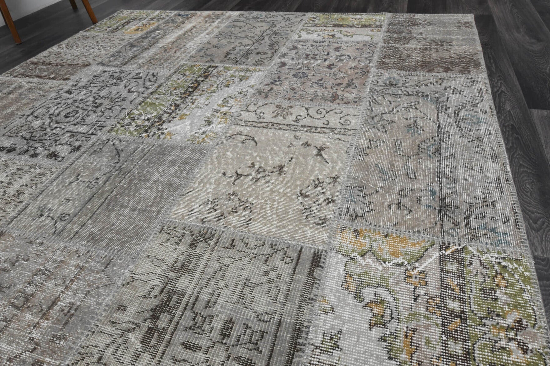 One-of-a-kind 1960s Anatolian vintage patchwork area rug in wool, 6'8" x 9'11"