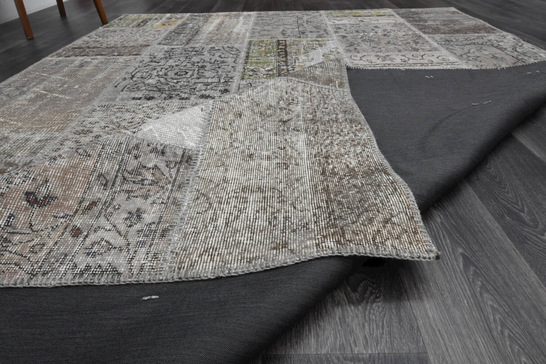Hand-crafted Anatolian vintage patchwork rug Cicimgul in wool, 1960s