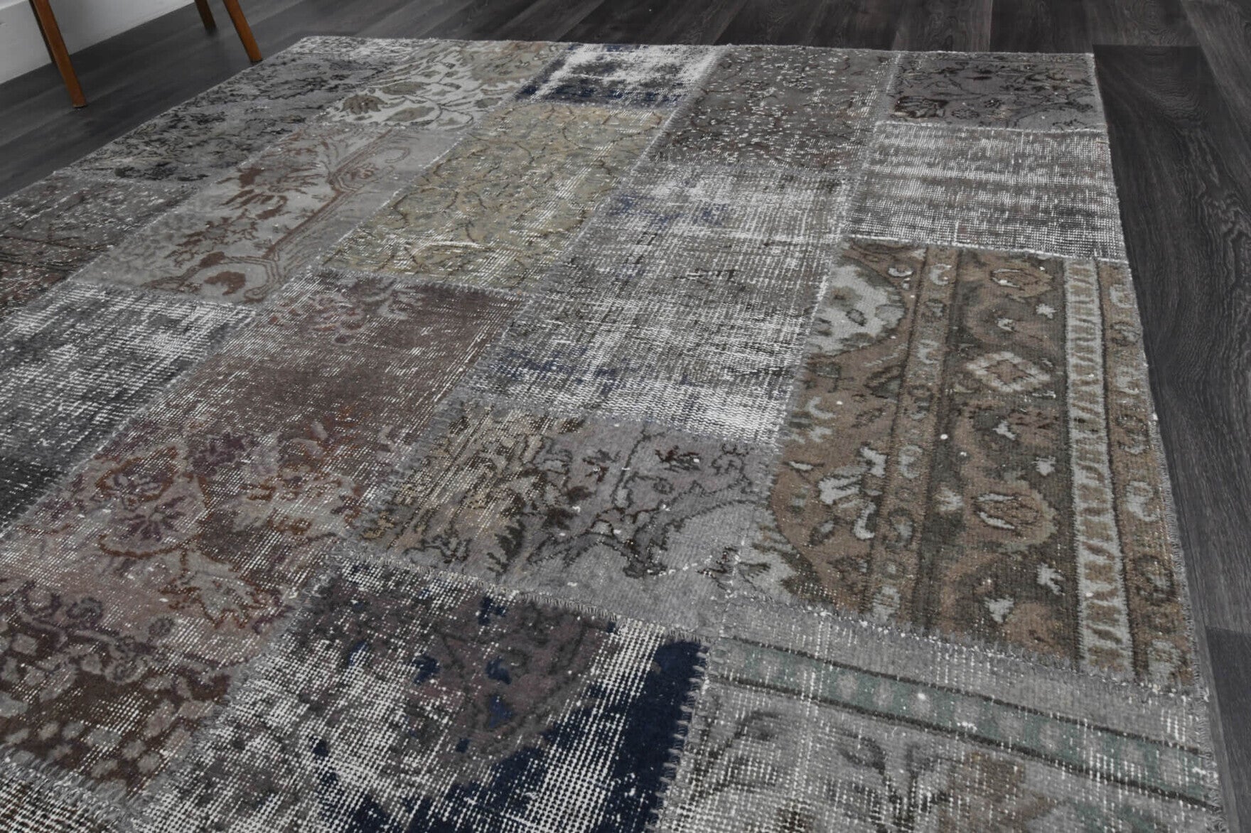 One-of-a-kind 1980s Anatolian vintage patchwork area rug in wool, 6'3" x 10'