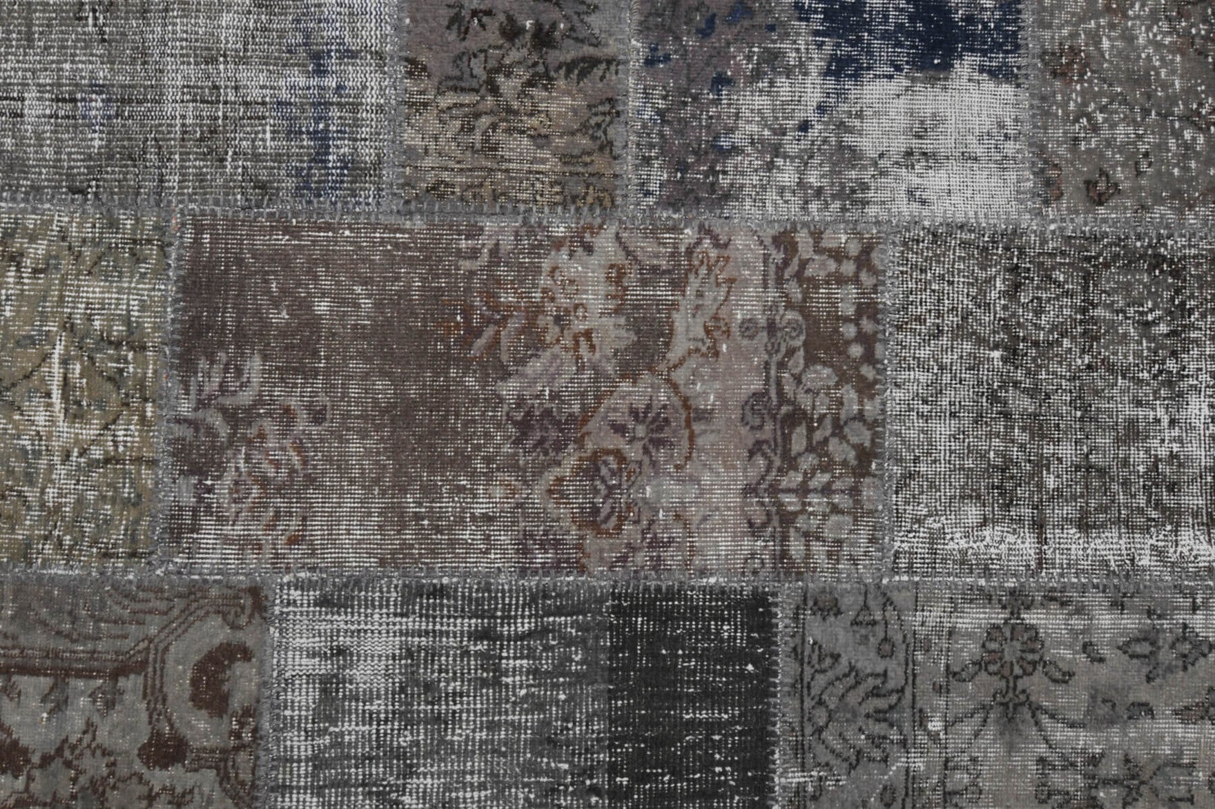 Authentic Anatolian vintage patchwork area rug (1980s) with floral design – one-of-a-kind at Fame Rugs