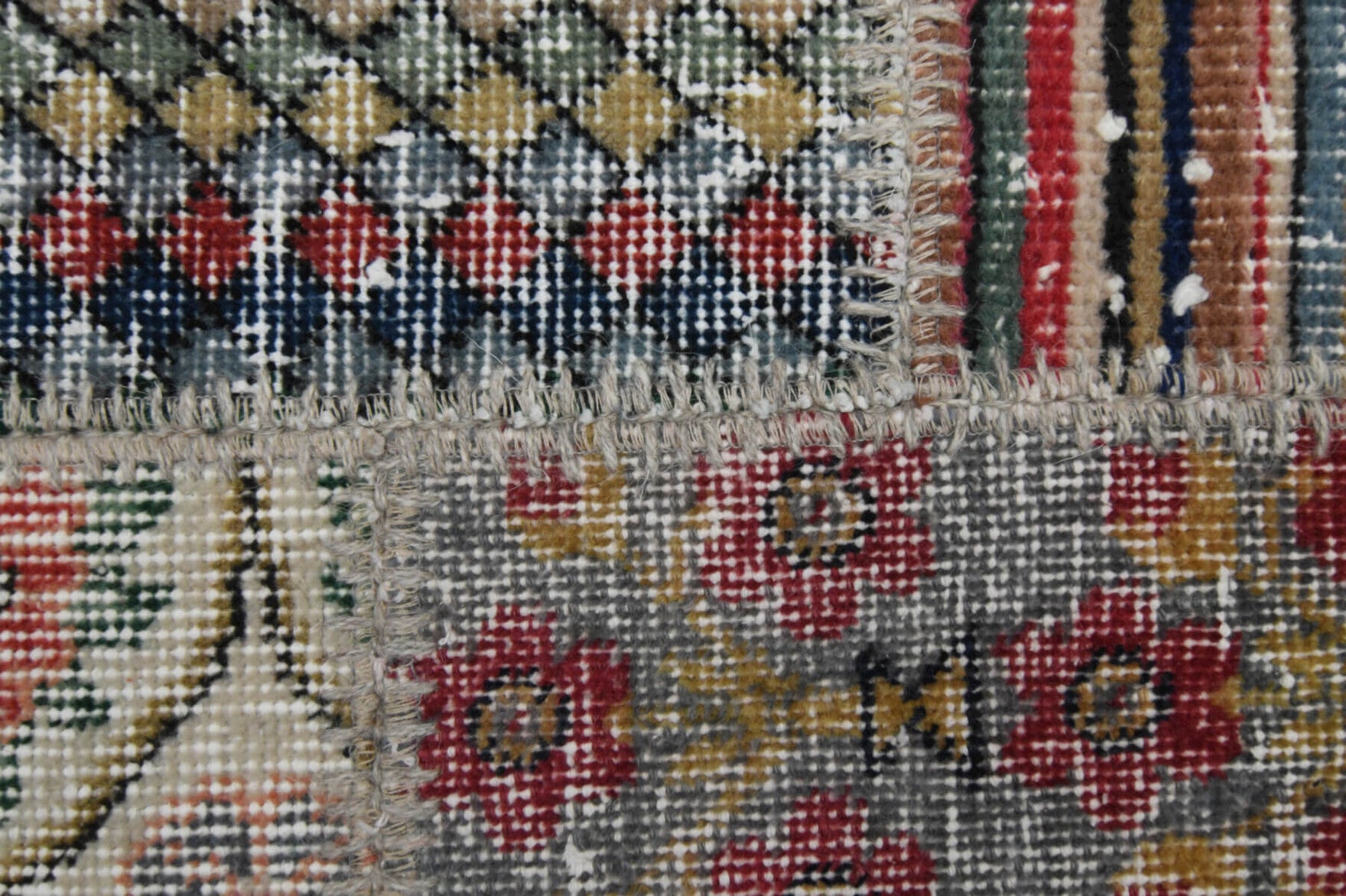 Handmade wool rug from Anatolia, Turkey – Handmade Patchwork Area Rug 6'6" x 9'10"