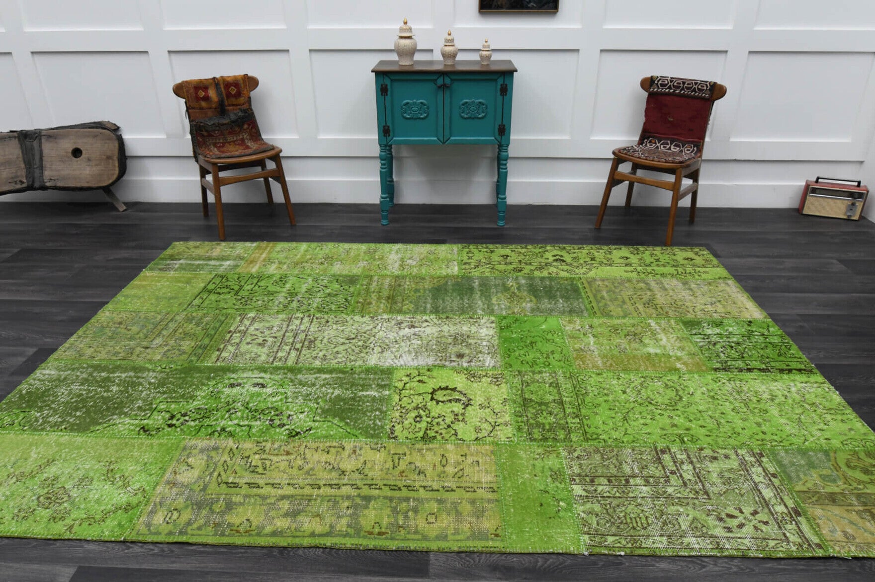 One-of-a-kind 1960s Anatolian vintage patchwork area rug in wool, 6'8" x 9'10"