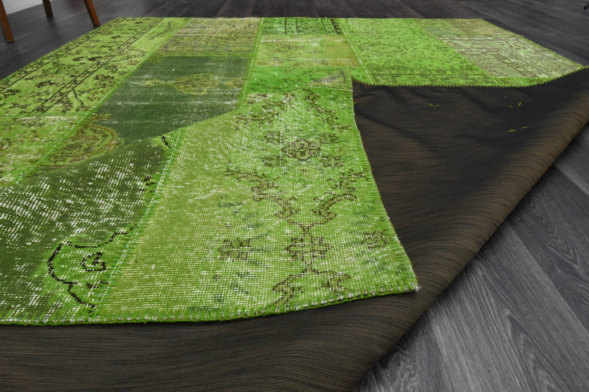 Moss Green Area Patchwork Rug