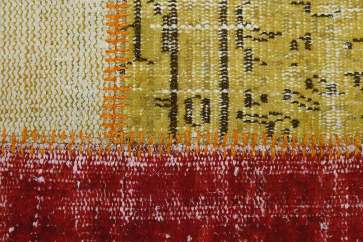Handmade wool rug from Anatolia, Turkey – Handmade Patchwork Area Rug 6'7" x 9'11"
