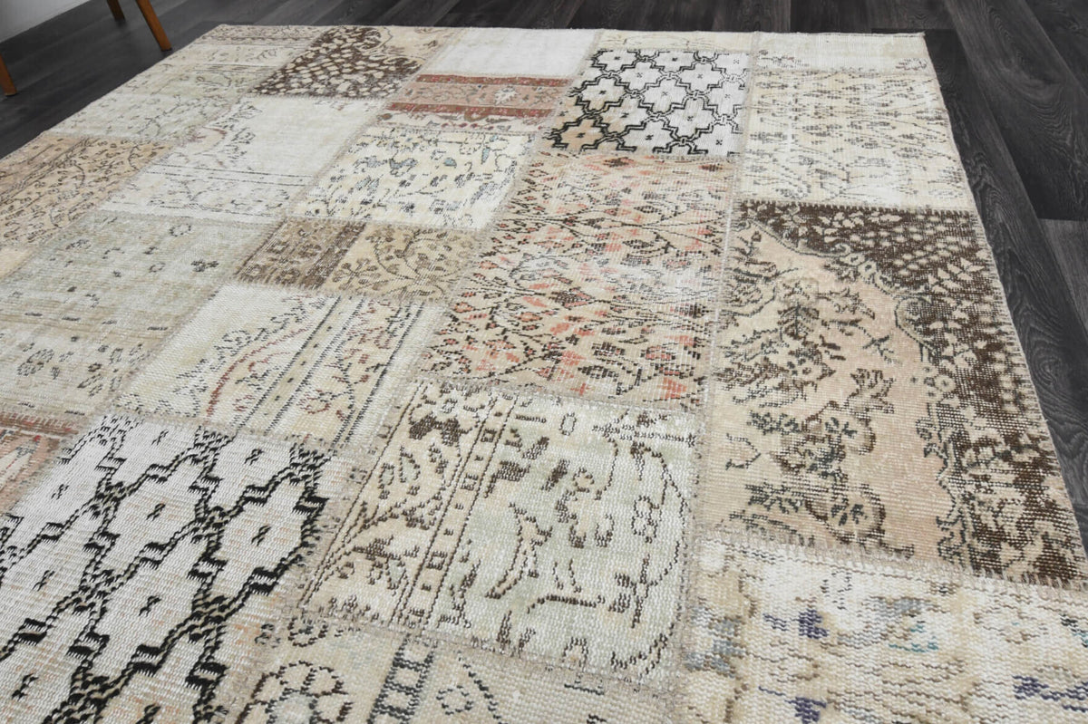 Handmade Beige Patchwork Area Rug