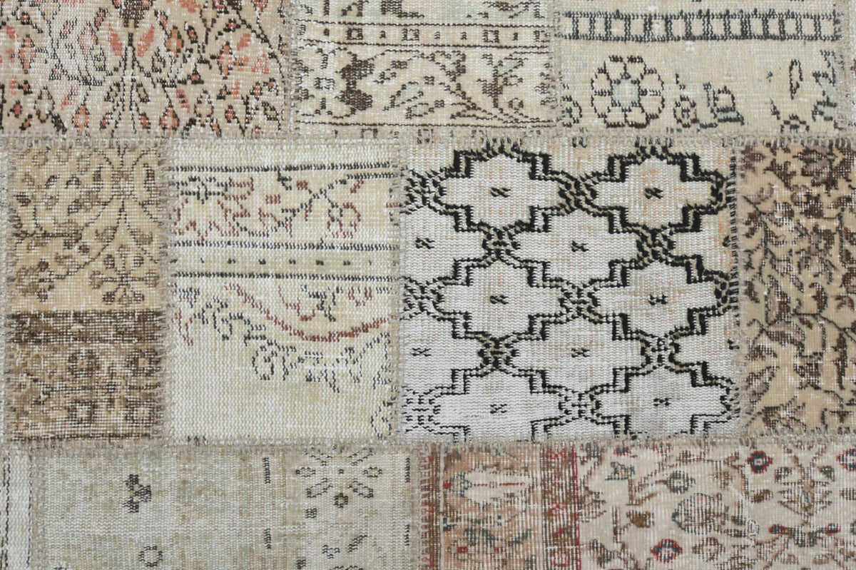 Handmade Beige Patchwork Area Rug