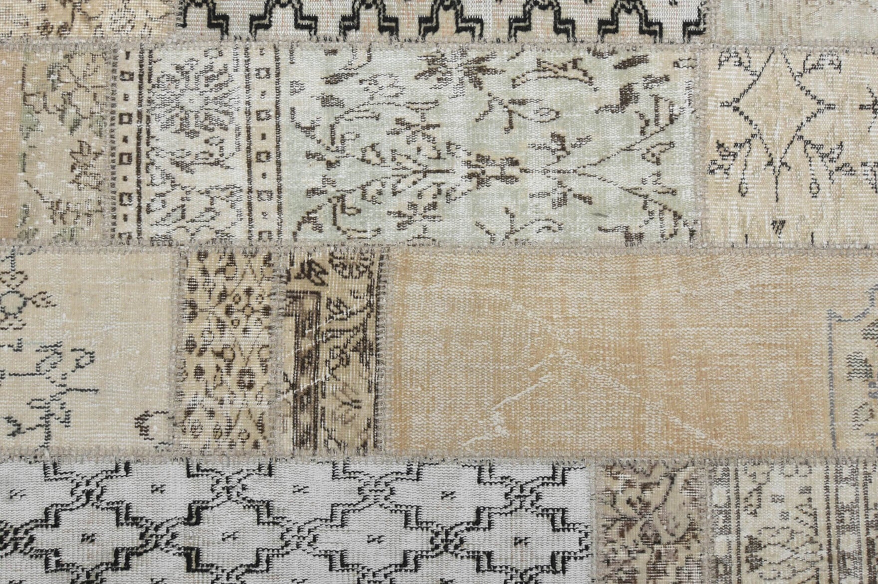 Authentic Anatolian vintage patchwork area rug (1980s) with oriental design – one-of-a-kind at Fame Rugs