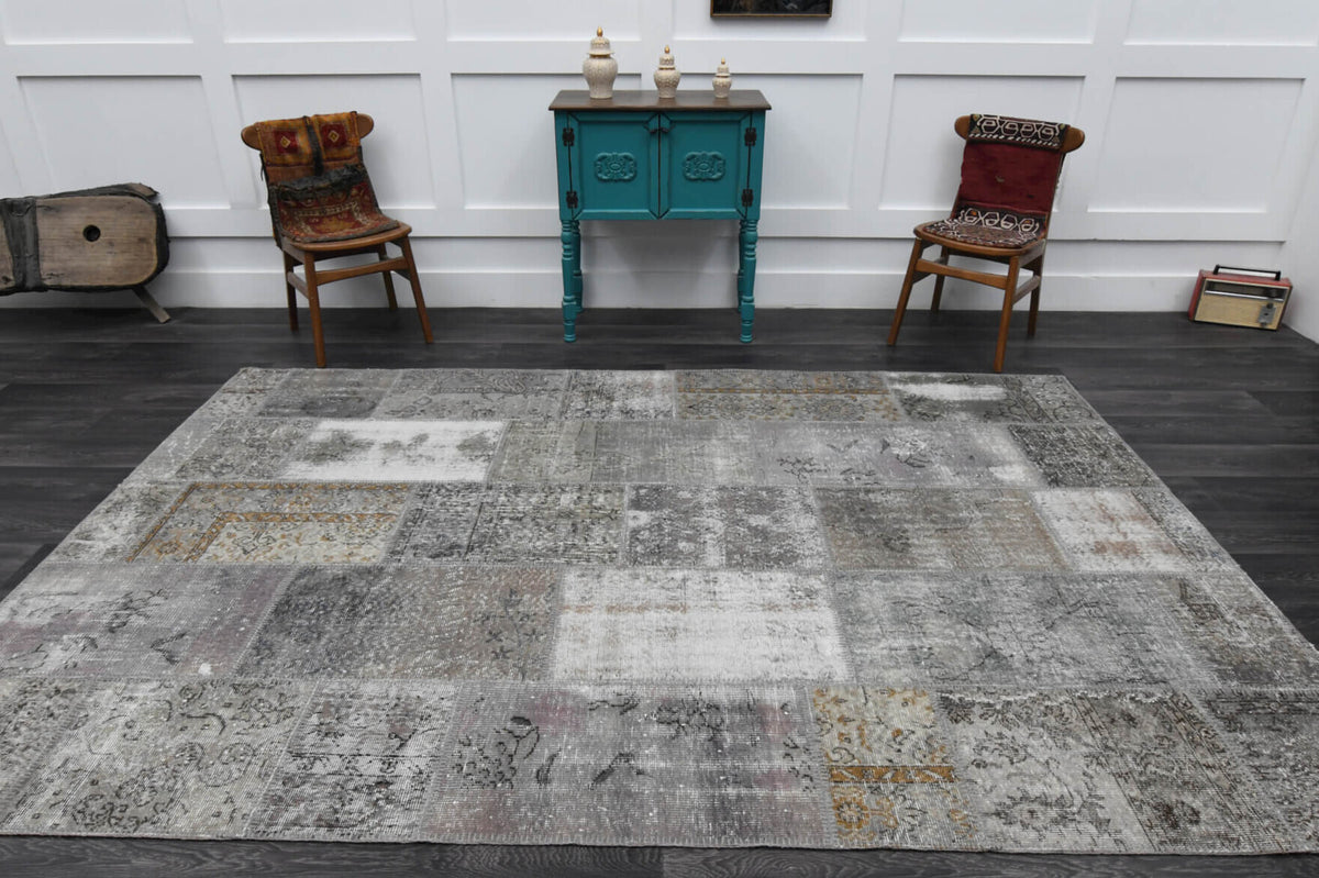 Handmade Patchwork Grey Area Rug