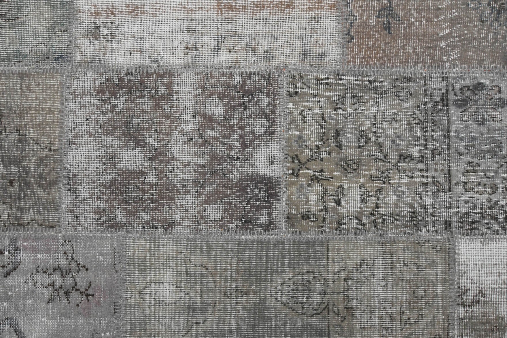 Authentic Anatolian vintage patchwork area rug (1960s) with solid design – one-of-a-kind at Fame Rugs