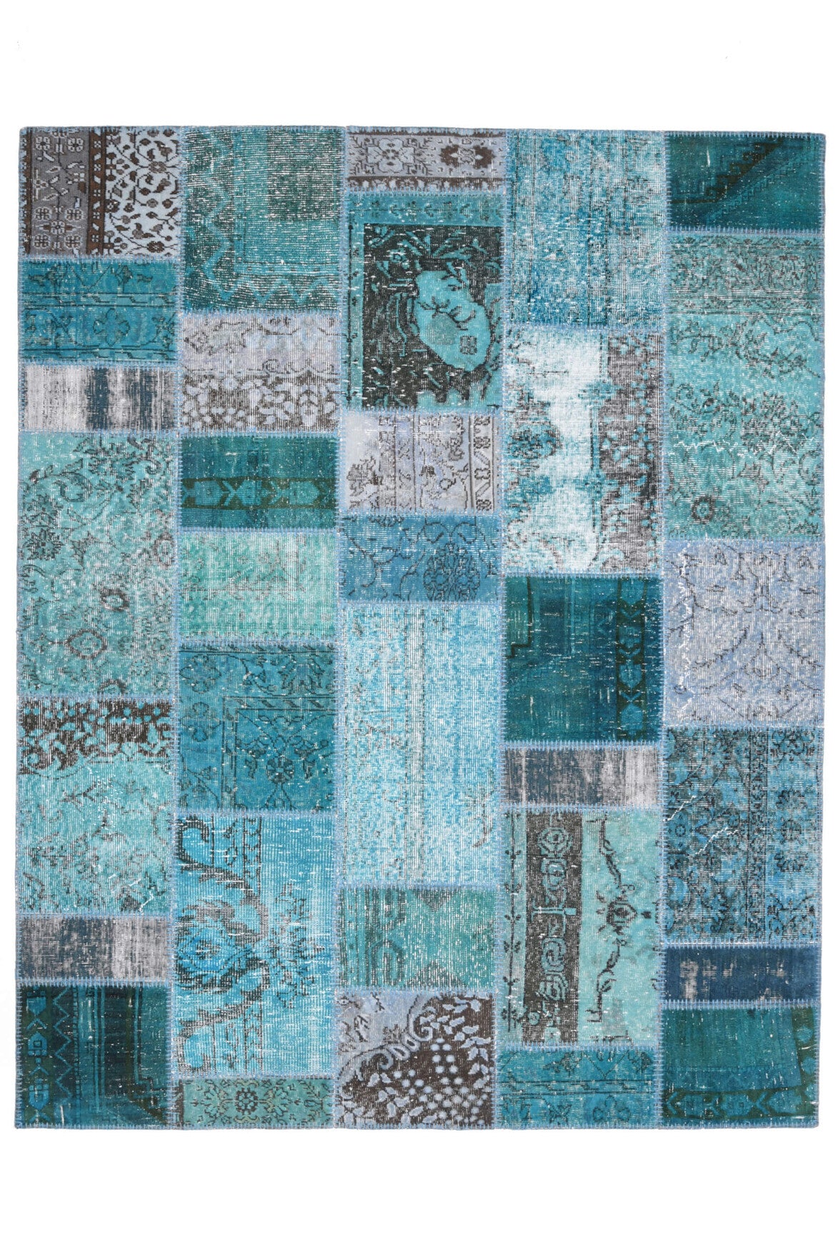 Vintage Patchwork Blue Area Rug