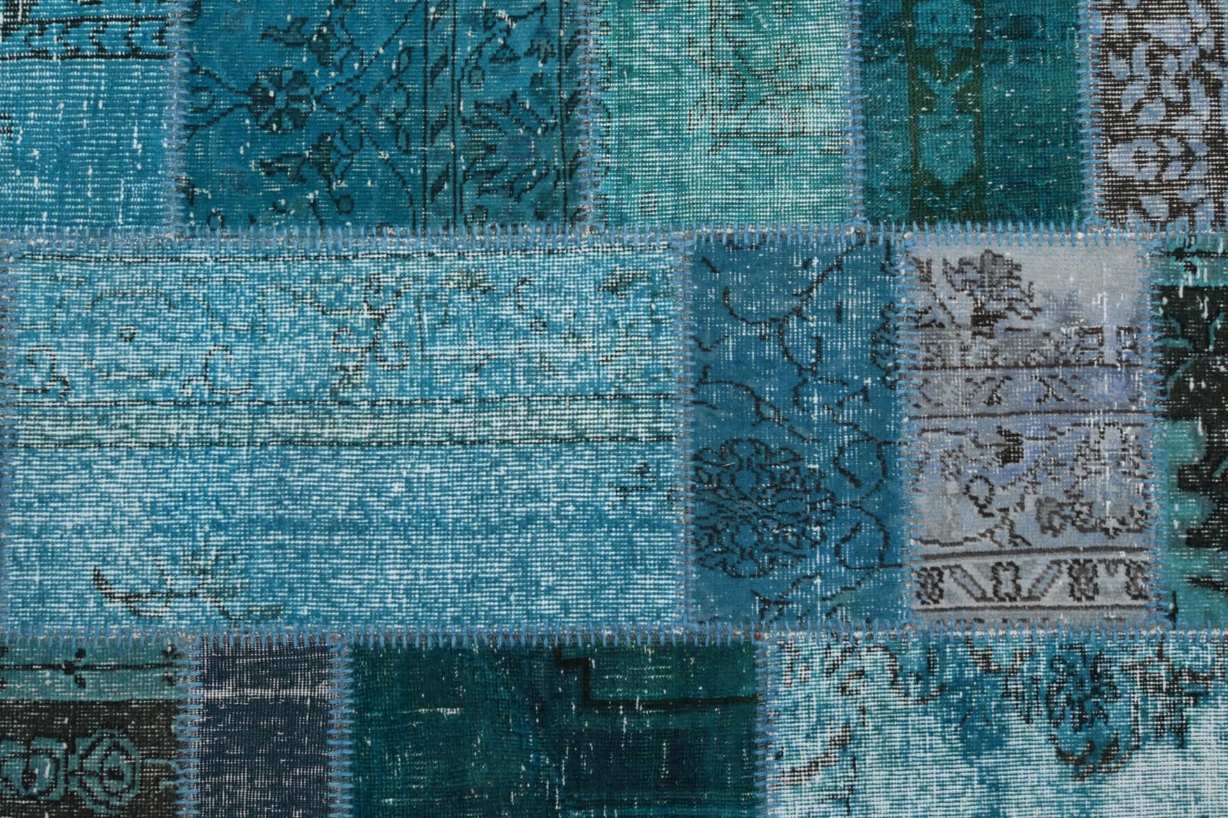 Authentic Anatolian vintage patchwork area rug (1960s) with solid design – one-of-a-kind at Fame Rugs