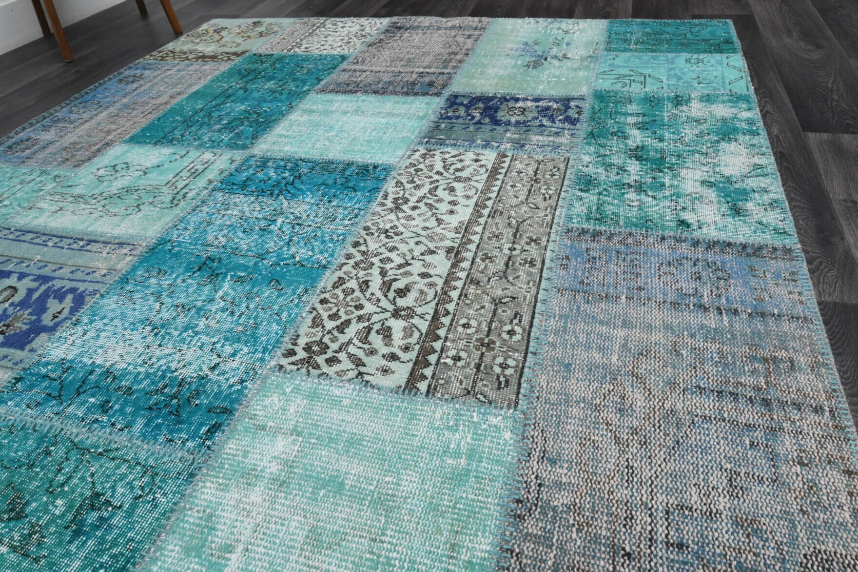 201x300 cm vintage patchwork Anatolian area rug – Ceren, low pile, wool