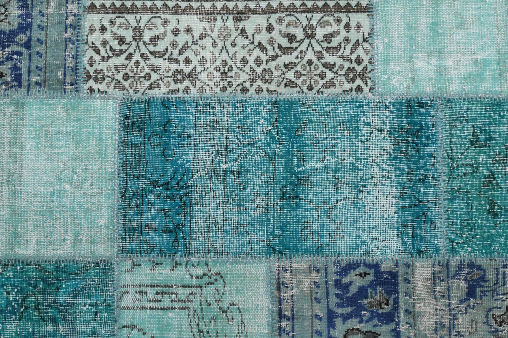 Authentic Anatolian vintage patchwork area rug (1960s) with oriental design – one-of-a-kind at Fame Rugs