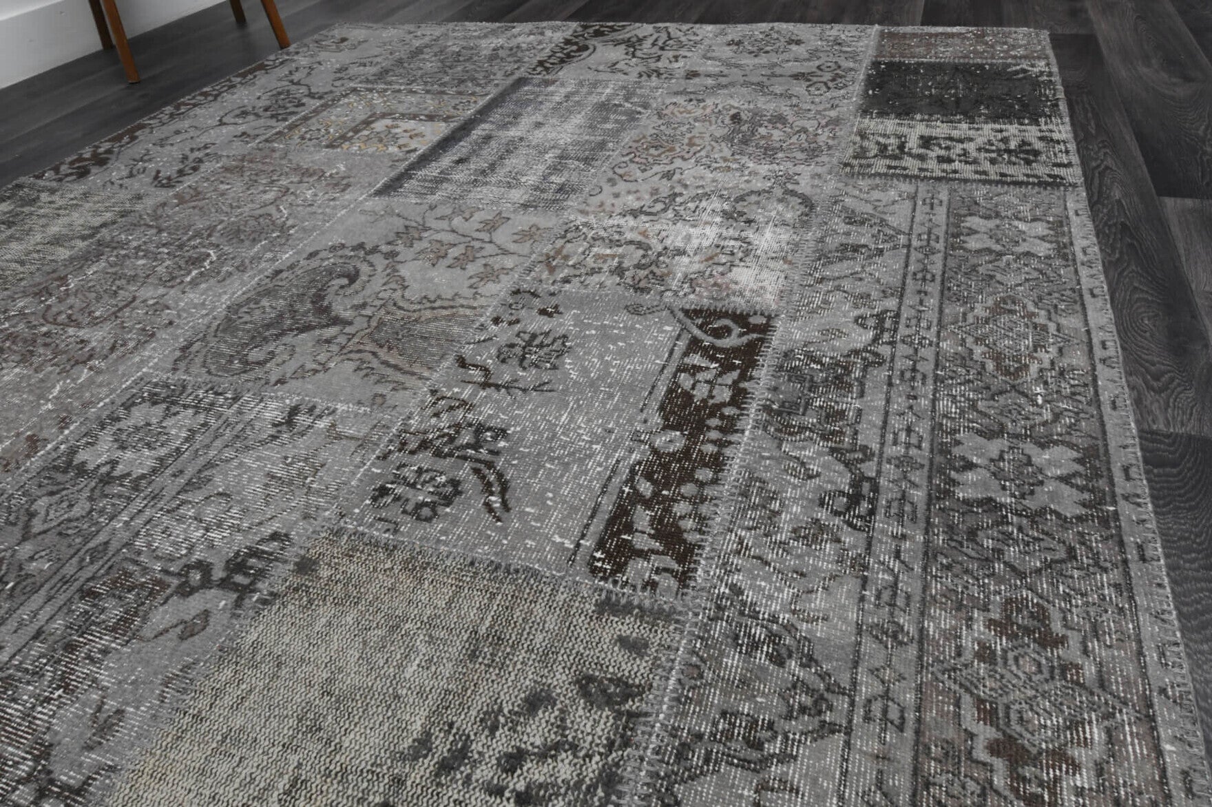 201x302 cm vintage patchwork Anatolian area rug – Canpezir, low pile, wool