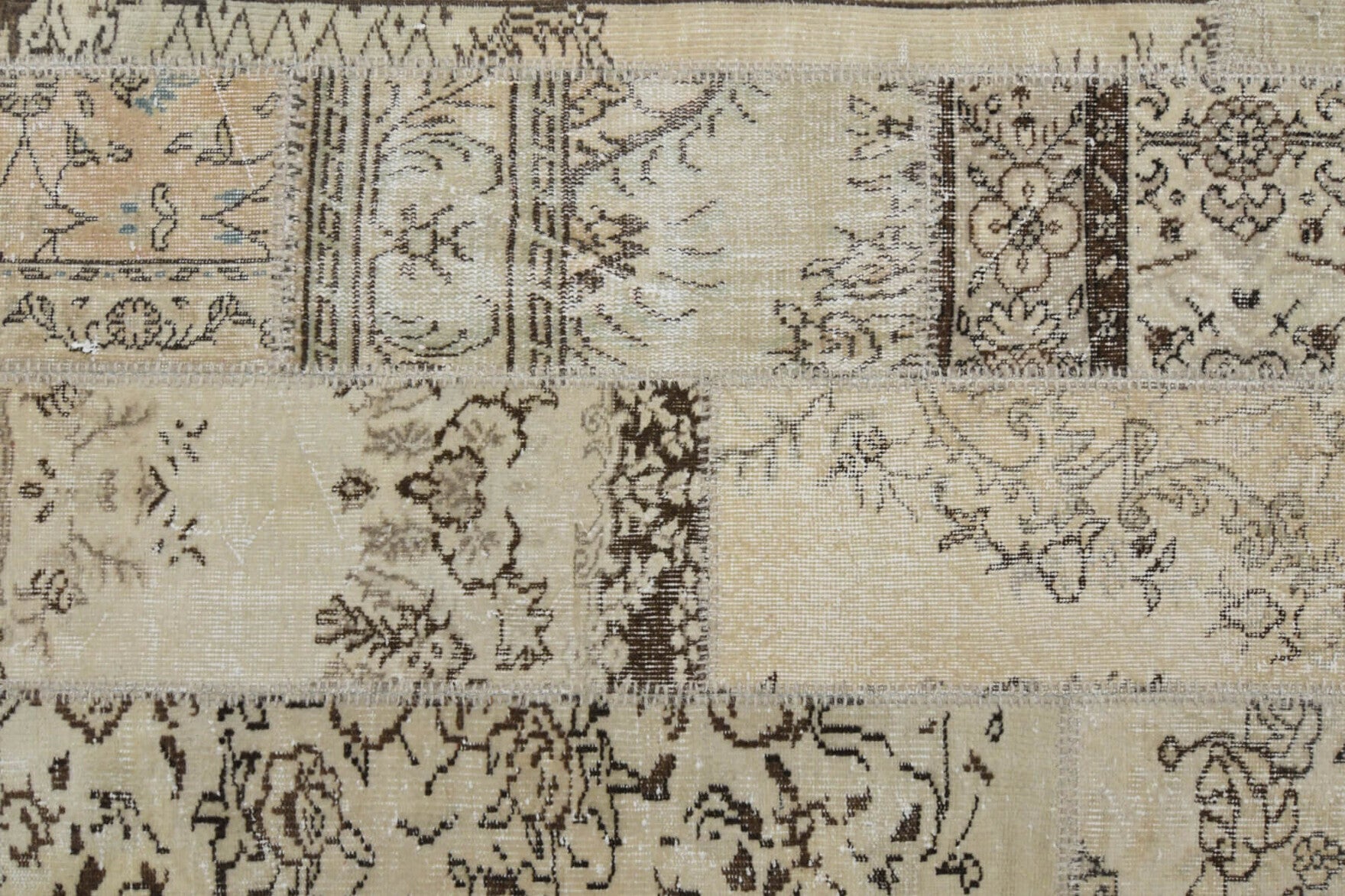 Authentic Anatolian vintage patchwork area rug (1960s) with oriental design – one-of-a-kind at Fame Rugs