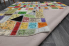 Hand-crafted Anatolian vintage patchwork rug Bulutnaz in wool, 1970s