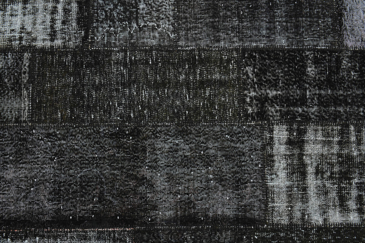 Handmade Vintage Black Patchwork Area Rug
