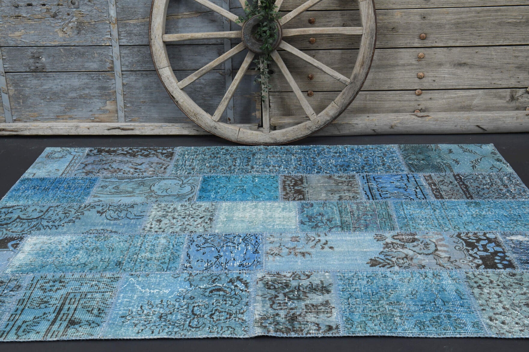 One-of-a-kind 1960s Anatolian vintage patchwork area rug in wool, 5'7" x 7'9"