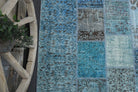 Authentic Anatolian vintage patchwork area rug (1960s) with solid design – one-of-a-kind at Fame Rugs
