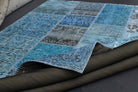 Hand-crafted Anatolian vintage patchwork rug Bestesel in wool, 1960s