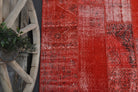 Authentic Anatolian vintage patchwork area rug (1960s) with solid design – one-of-a-kind at Fame Rugs