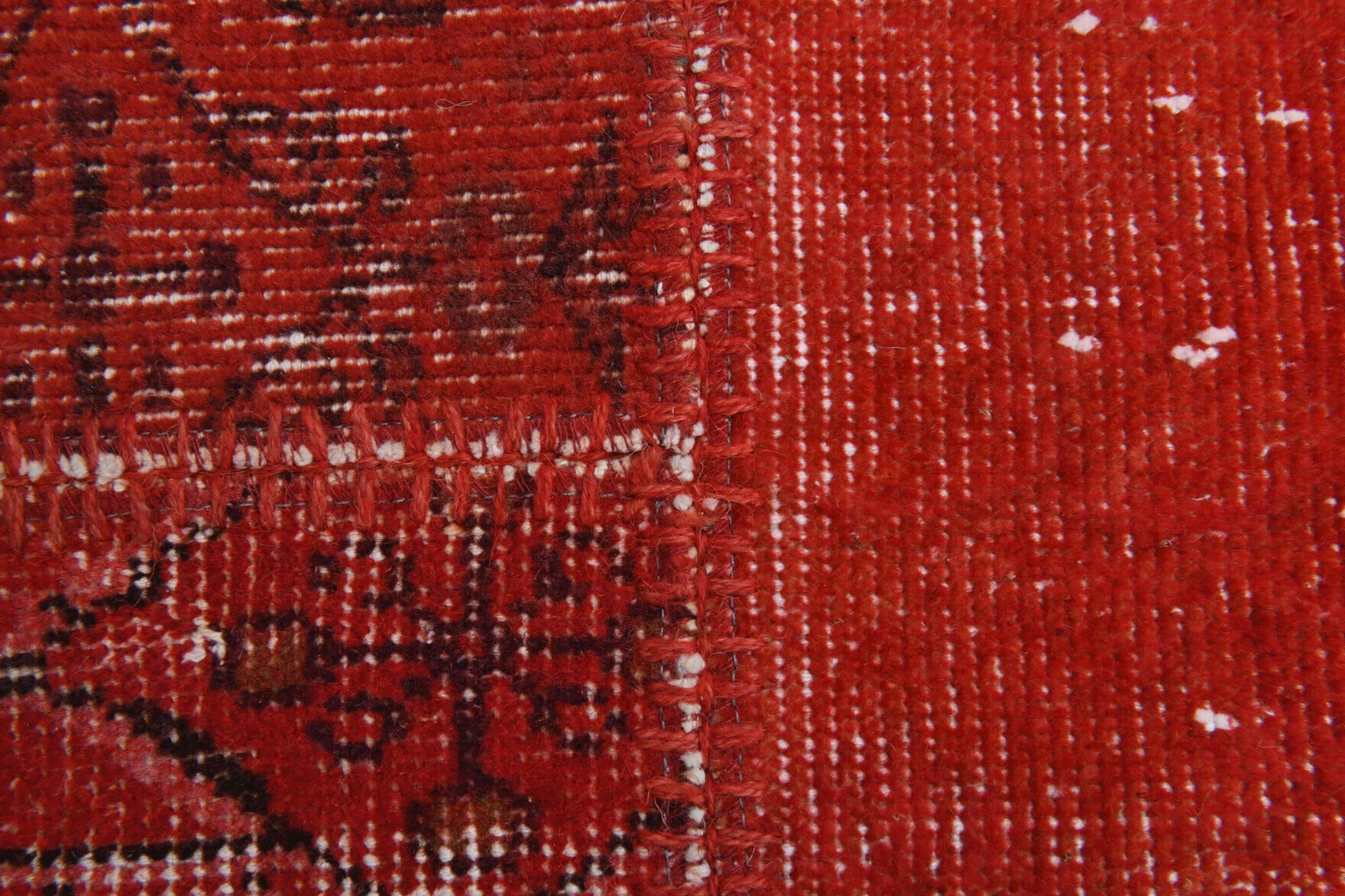 Vintage Red Patchwork Area Rug in wool – 1960s piece from Anatolia, Turkey | Fame Rugs