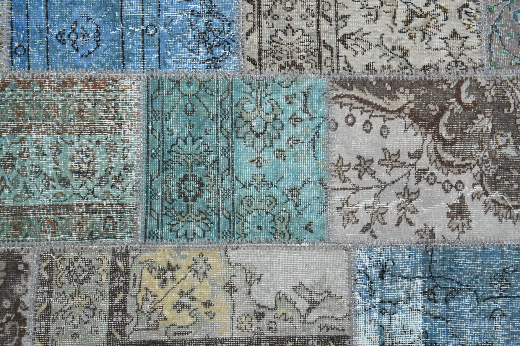 202x310 cm vintage patchwork Anatolian area rug – Berraknaz, low pile, wool